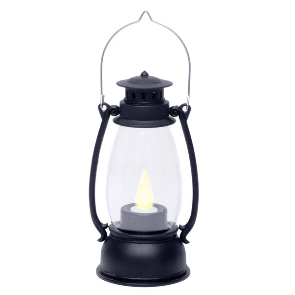 Mini Lanterna Chamas Led Decorativa Preto Cromus Natal