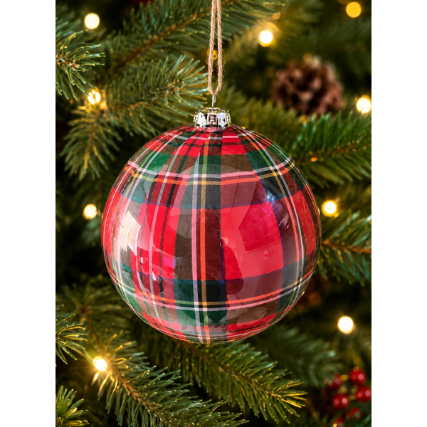 Jogo 2 Bolas De Natal Xadrez Vermelho Verde 12cm Decoração Árvore
