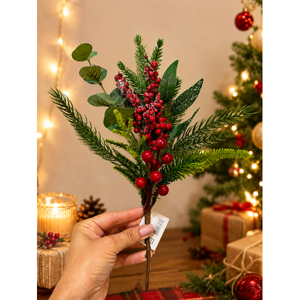 Galho Natalino Pick Berry Frutinhas Vermelho 33cm