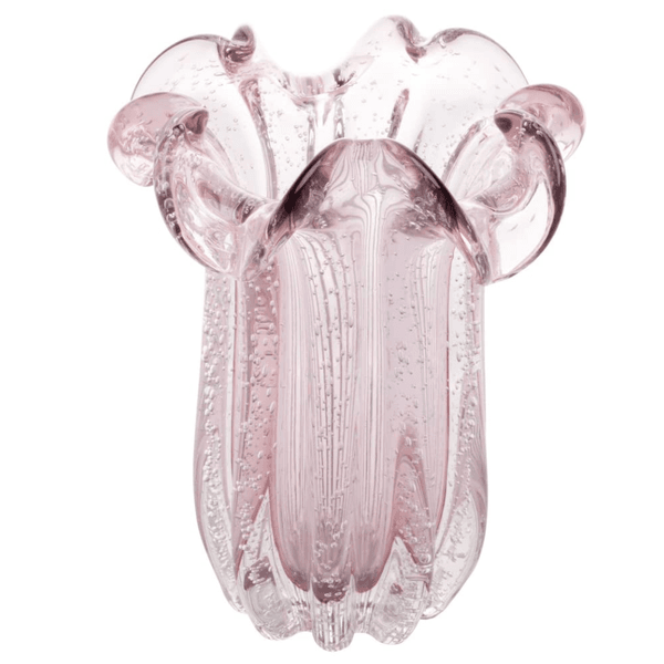 Vaso De Vidro Italy Rosa Claro Estilo Murano 19cm Wolff