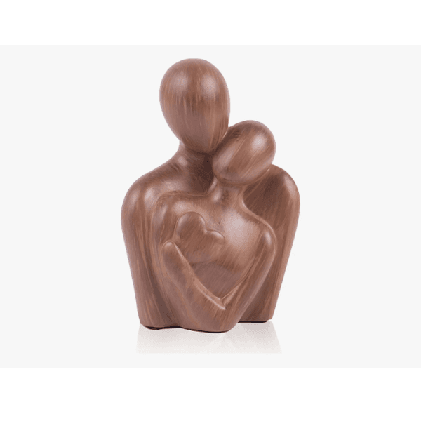 Escultura Decorativa Casal Resina Coração Marrom