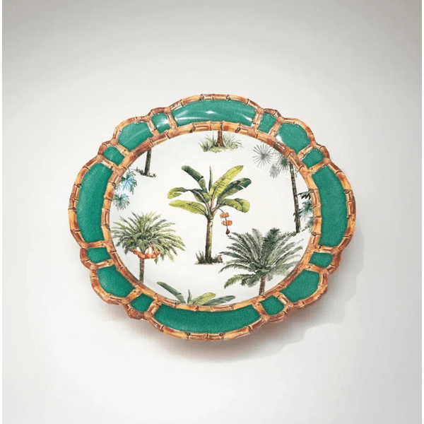 Saladeira Melamina Borda Desenho Bambu 38cm Entrecasa Verde