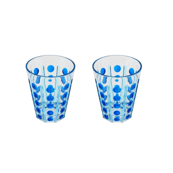 Jg 2 Copos Em Acrílico Bolas E Listras Azul Entrecasa