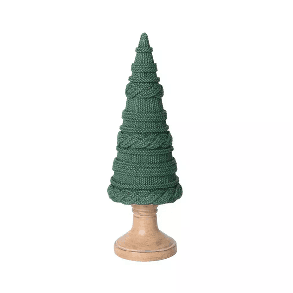Árvore Decorativa Resina Verde Efeito Tricot Natal 25,5cm