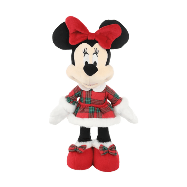 Pelúcia Minnie De Natal Em Pé 36cm Vestido Xadrez Disney Colorido