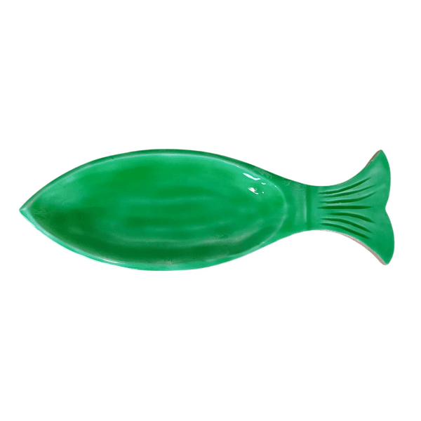 Petisqueira Em Madeira Peixe Verde Decoração Servir 30cm Verde