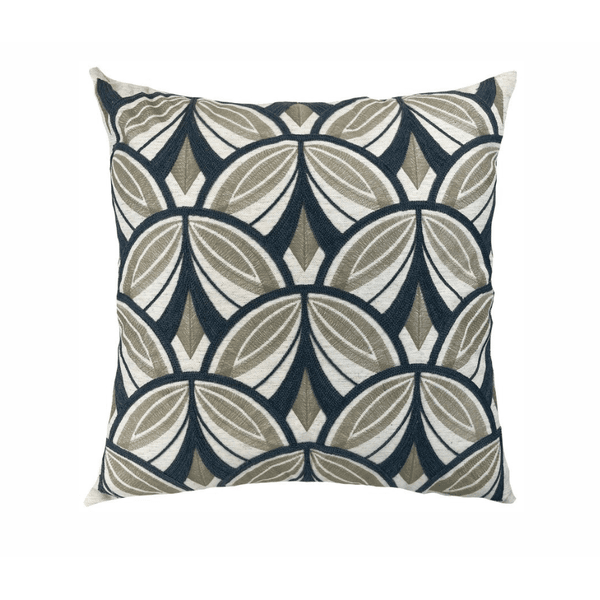 Almofada Linho Cru Chinile Azul Decortextil Geométrico