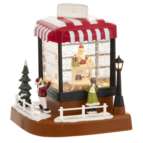 Enfeite Cenário De Natal Iluminado Papai Noel Toy Shop Vermelho
