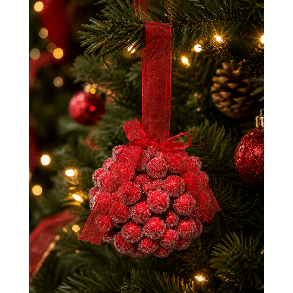 Jogo De 3 Bolas De Natal Vermelho Berry Nevado Cromus Natal