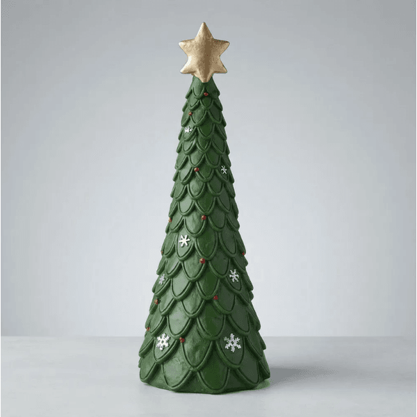 Árvore Resina Verde Com Estrela Natal Luxo Tok Da Casa 30cm