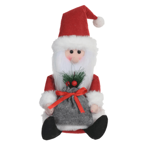Papai Noel Sentado 20cm Saco Presente Decoração Natal