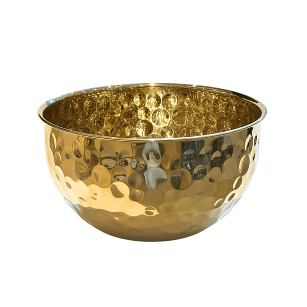 Vaso Decorativo Em Aço Inox Dourado Martelado 23cm 