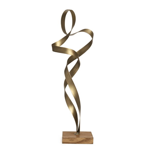 Escultura Decorativa Abstrata Em Metal Bronze 54cm Mart