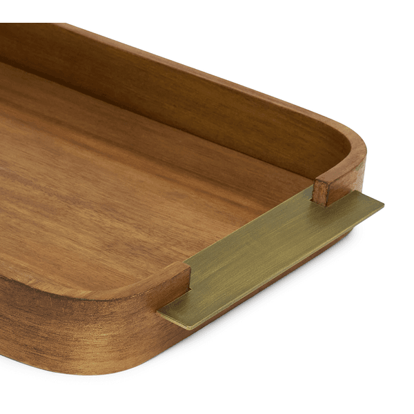 Bandeja Em Mdf E Alça Em Metal Mart G 52cm Marrom