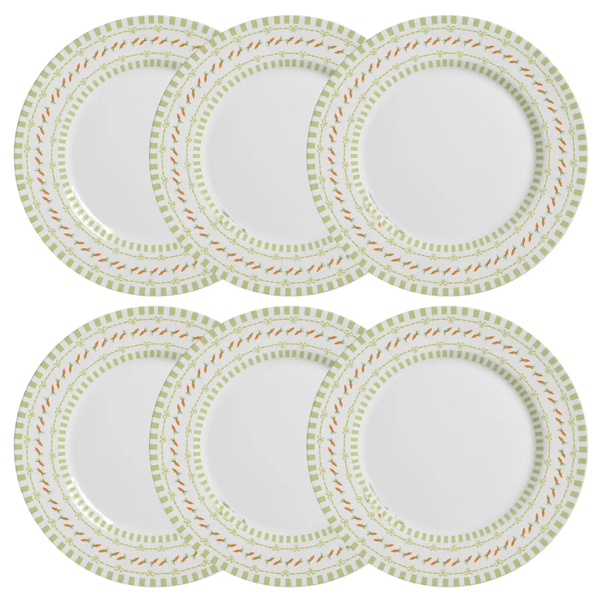 Jogo 6 Pratos Raso Alleanza Páscoa Cenourinha Laço Verde