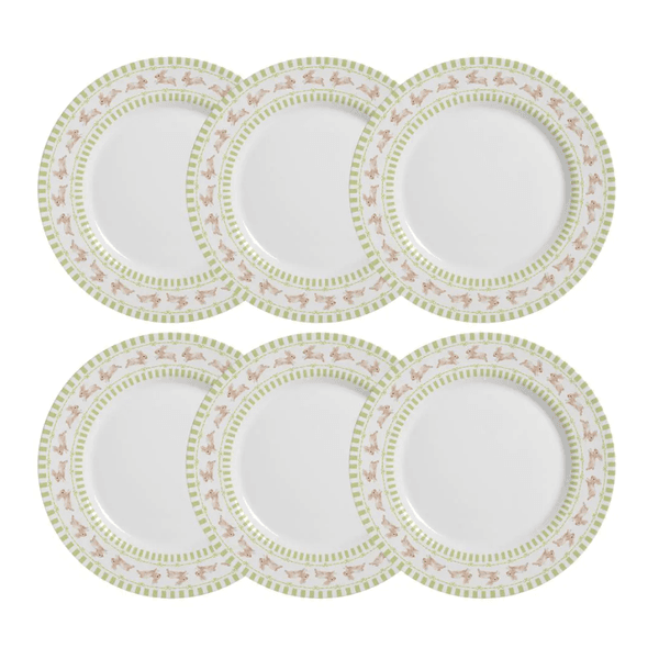 Jogo 6 Pratos De Sobremesa Alleanza Páscoa Coelhinhos Laço