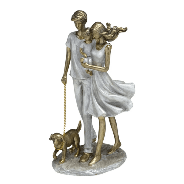 Família Decorativa Pai Mãe Filho Menino E Pet 