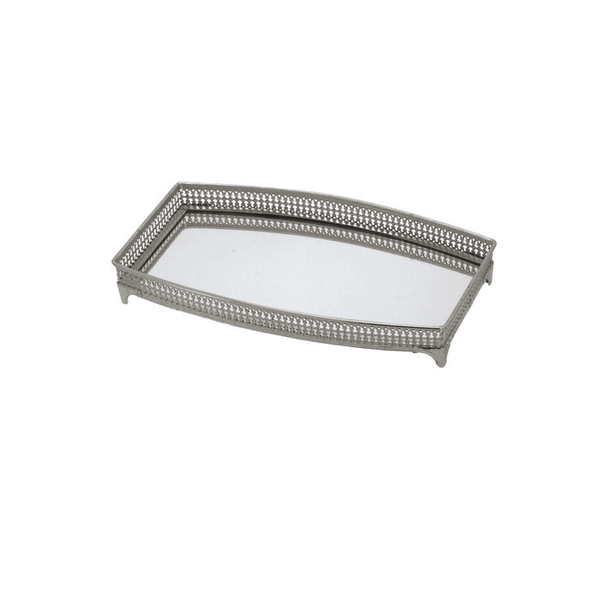 Bandeja Espelhada Metal Prateado 34cm Espressione