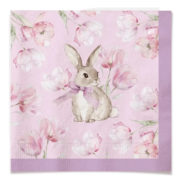 Guardanapo De Papel Pascoa Coelho Laço Flores 20und Lilás
