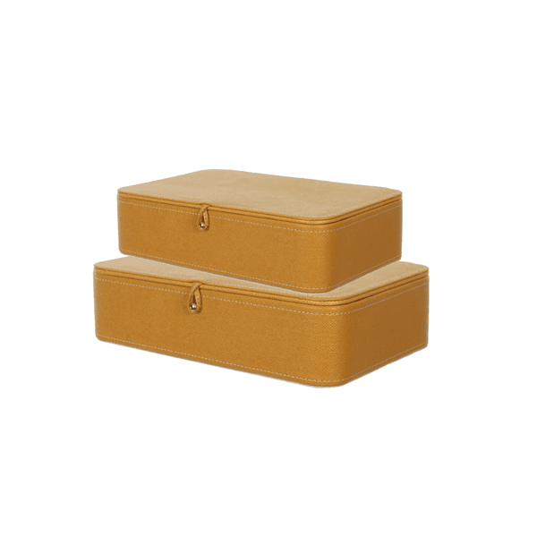 Conjunto De Caixas Organizadoras Decorativas Em Pu Laranja