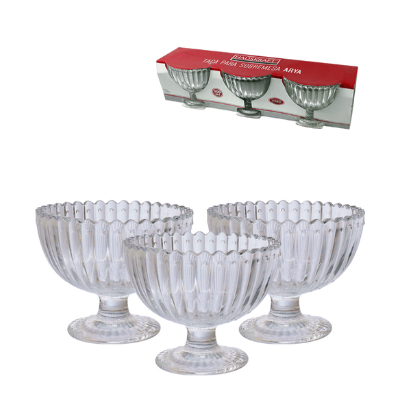 Jogo 3 Taças Em Vidro Sobremesa Sorvete Doces Arya 200ml