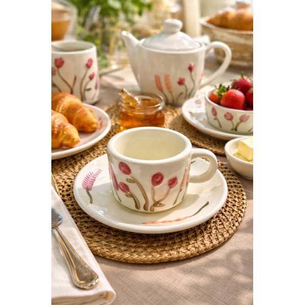 Jogo 4 Xícaras Para Café Em Cerâmica 90ml Linha Florescer