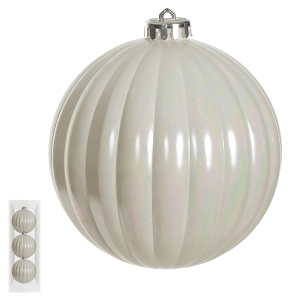 Jogo 3 Bolas Decoradas Natal Fruta Cor Branco 12cm
