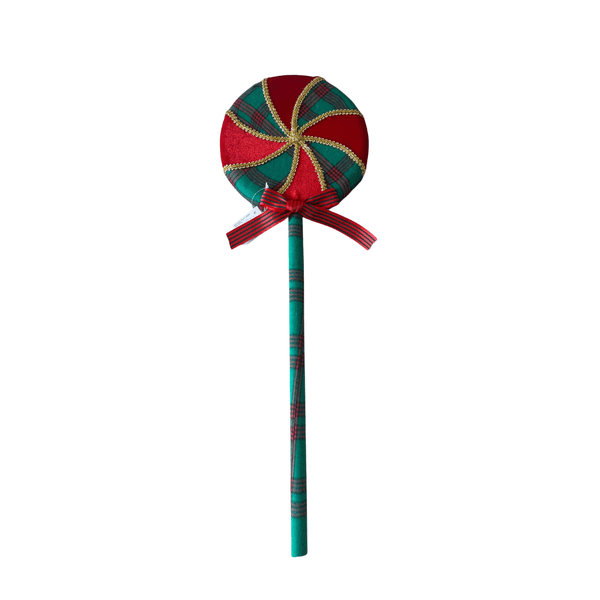 Pendente Decorativo Pirulito Xadrez Verde 59cm