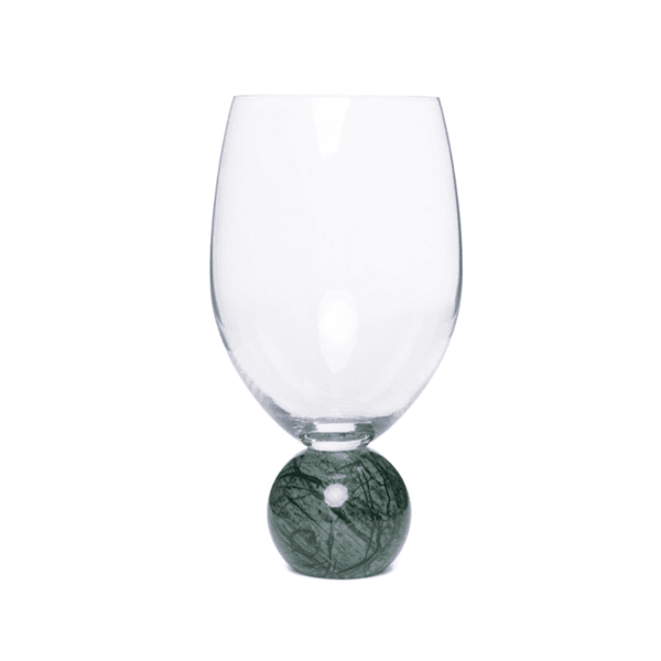 Jogo de Taças para Vinho em Cristal com Base em Mármore Verde Guatemala 520ml – 2 Peças