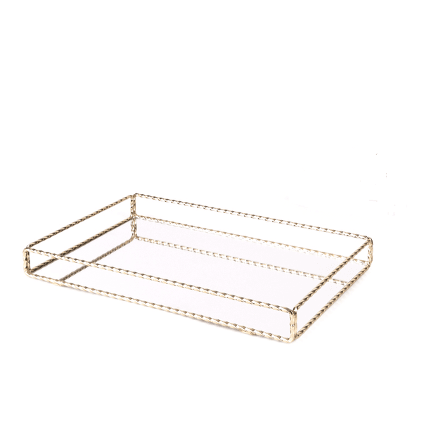 Bandeja Decorativa Dourada De Metal Espelhada 35cm