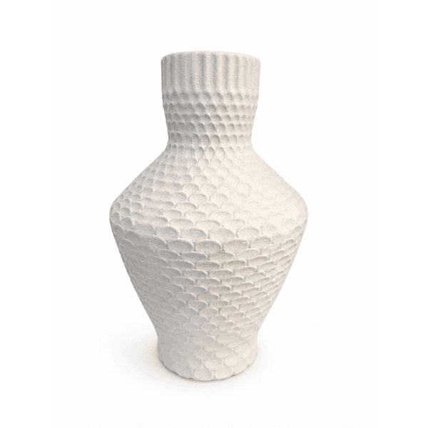 Vaso Decorativo Branco Com Textura Escama 25cm