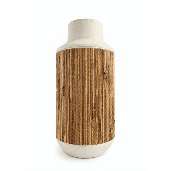 Vaso Decorativo Metal Off Com Palha M 35cm Entrecasa