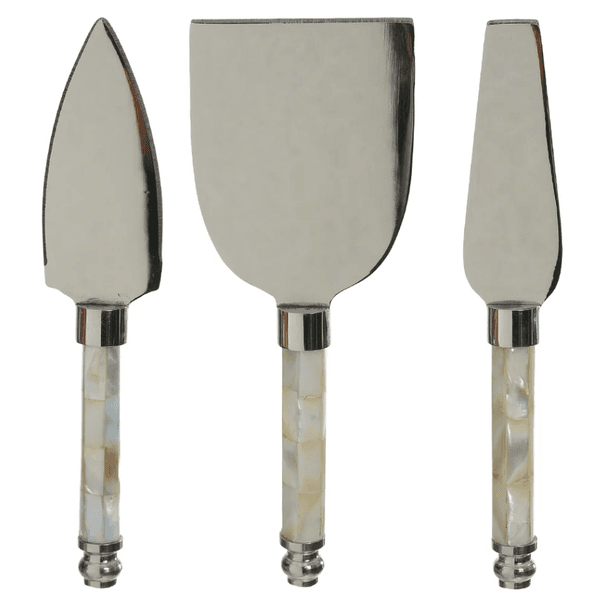 Jogo De Facas Queijo 3 Peças Aço Inox Madrepérola
