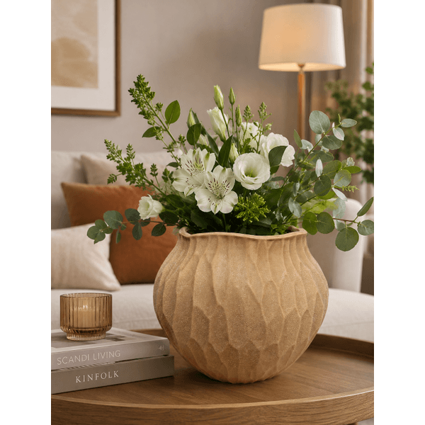 Vaso Decorativo Cerâmica Areia Textura Orgânico 20cm