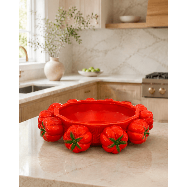Vaso Centro De Mesa Tomates Em Cerâmica Decoração