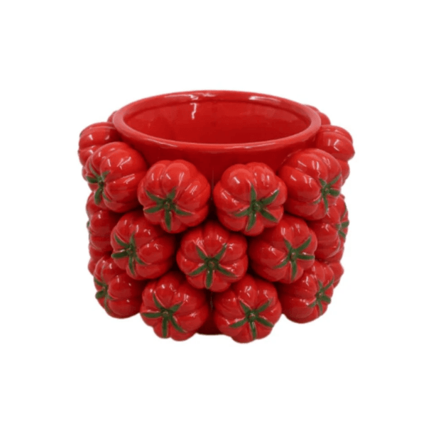 Vaso Cachepot Tomate em Cerâmica Decoração 