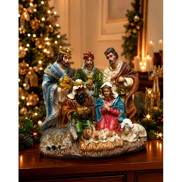 Enfeite Natalino Resina Natal Presépio Colorido