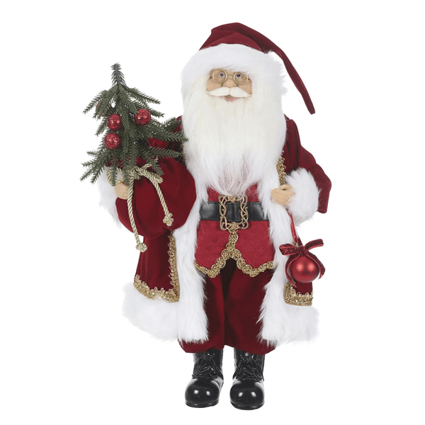 Enfeite Papai Noel Clássico Vermelho Dourado Luxo Natal 45cm