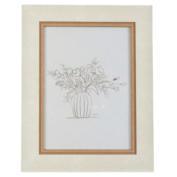 Porta Retrato em Poliestireno e Vidro 13x18cm Off White Marrom