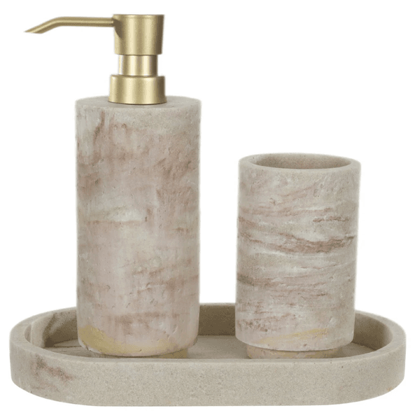 Kit para Banheiro Poliresina com 3 Peças Himalaia Bege Rosa