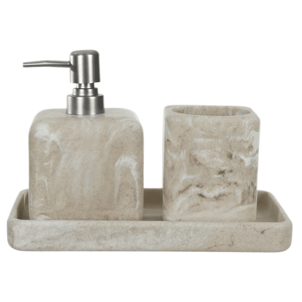 Kit para Banheiro Poliresina com 3 Peças Atacama Bege Branco