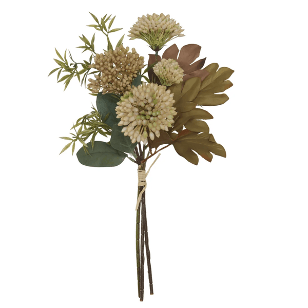 Buque Ramalhete Mix Flor Artificial 36cm Creme Outono