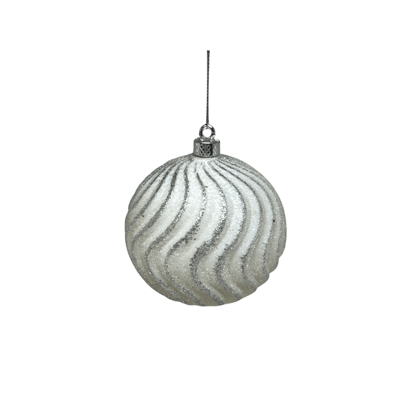 Caixa 3 Bolas Natalinas Branca e Prata 10cm