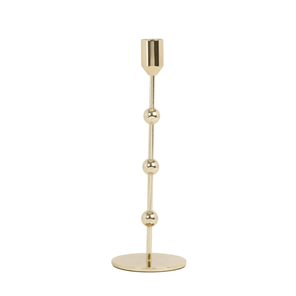 Castiçal Porta Vela de Metal Dourado 24cm Decorativo P
