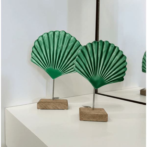 Decoração Marítima Para Casa Em Madeira 2 Concha Verde