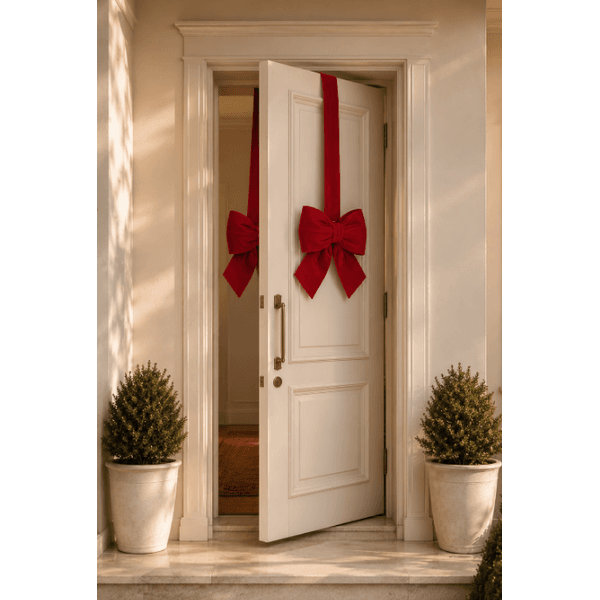 Escapulário De Porta Laço Guirlanda Veludo Vermelho Decoração Natal 