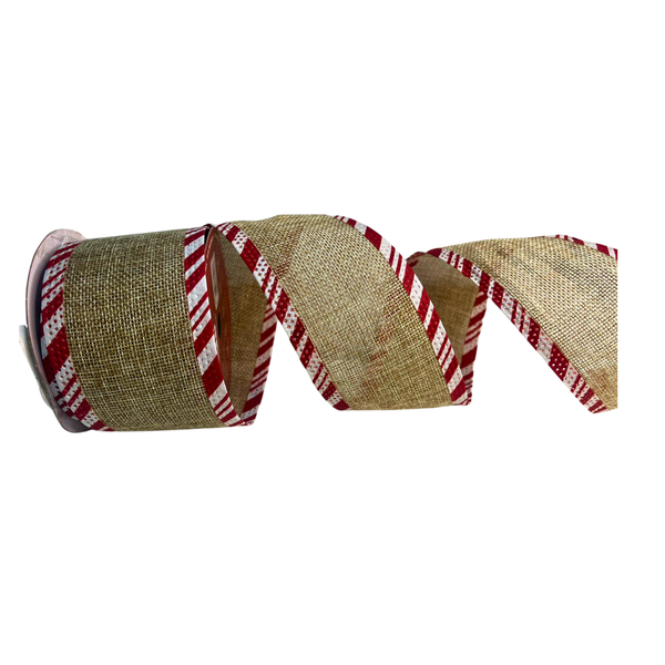 Fita Natalina Aramada Rustica Borda Detalhes 6,3CMX9,14m