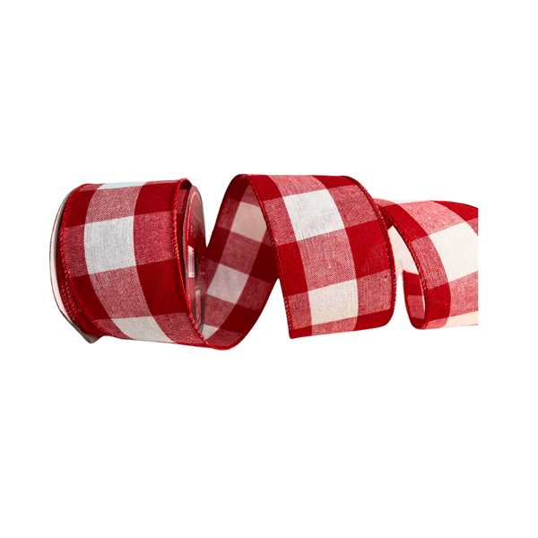 Fita Natalina Aramada Xadrez Vermelho e Branco 6,3CMX9,14m