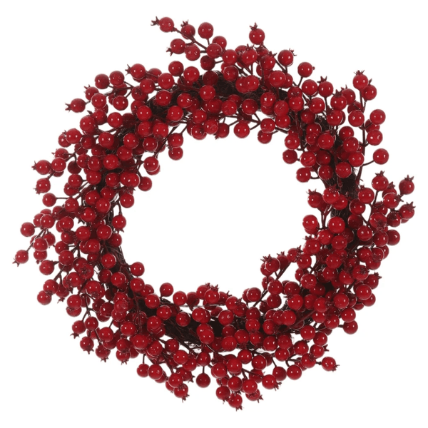 Guirlanda De Natal Berry Vermelho Cereja Fibra 50cm Porta