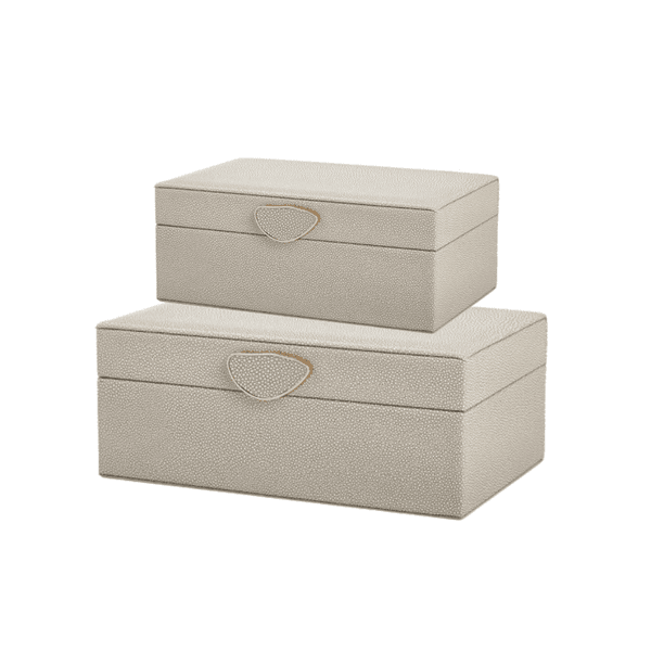 Kit 2 Caixas Decorativa Cinza Multiuso Em Mdf E Courino